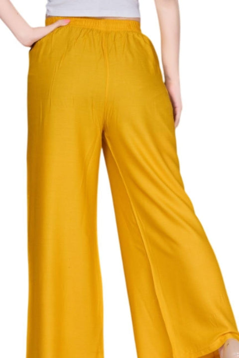 Yellow Rayon Palazzo With Pocket For Women & Girls (D65)