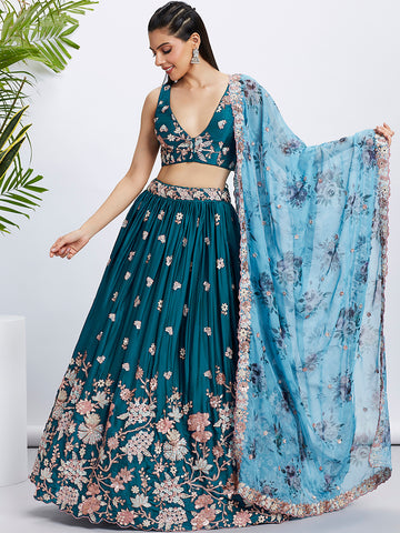 Teal Blue Lehenga