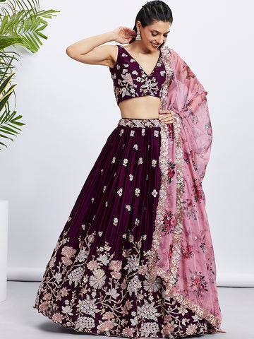 Burgundy Lehenga