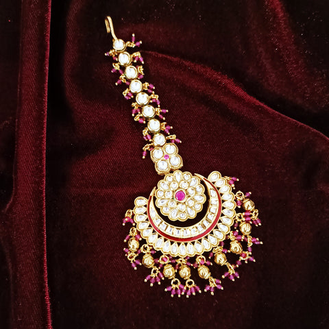 Designer Gold Plated Royal Kundan Mangtikka for Bridal (D18)