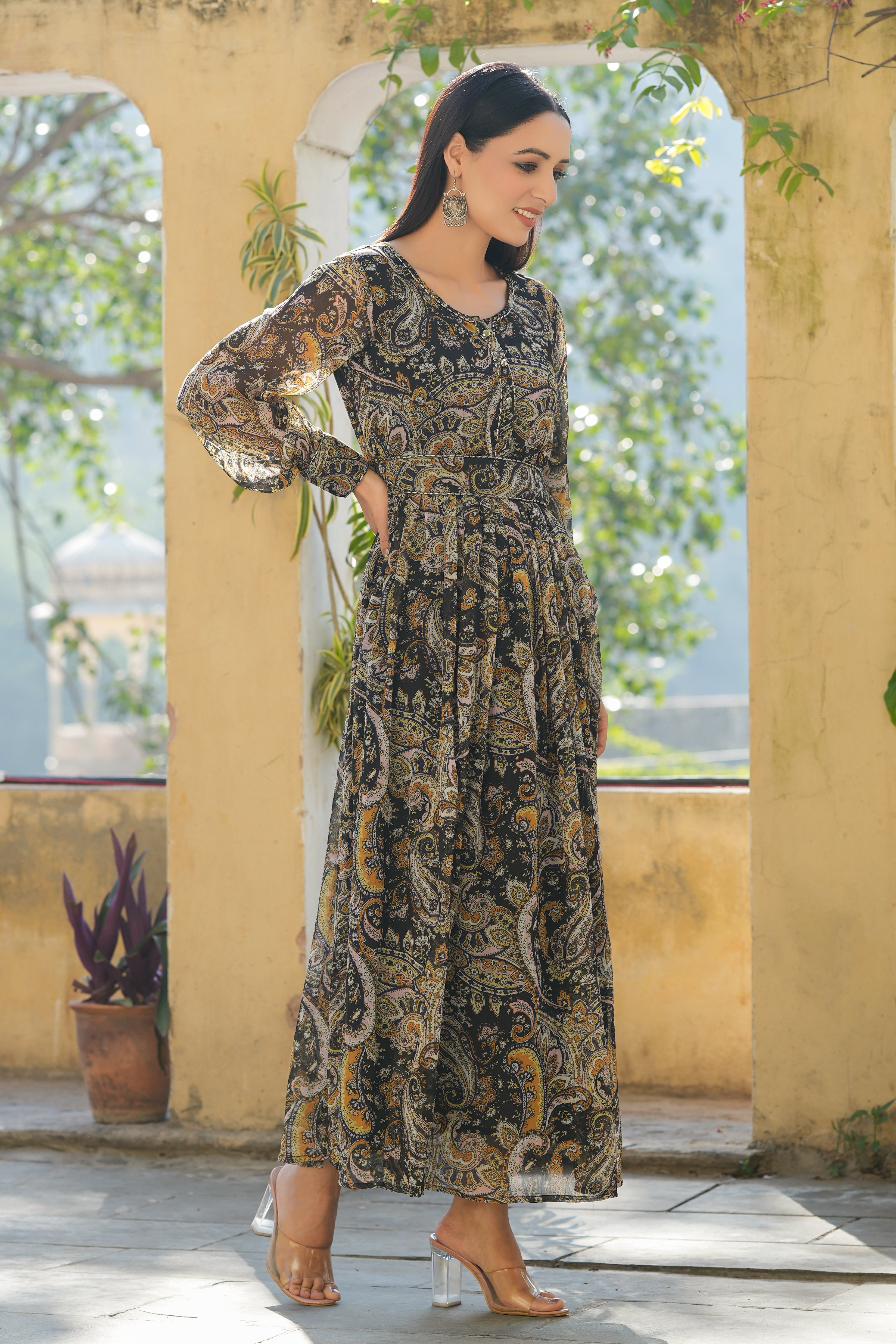 maxi cotton dress Fabienne Spliced Cotton Maxi Dress