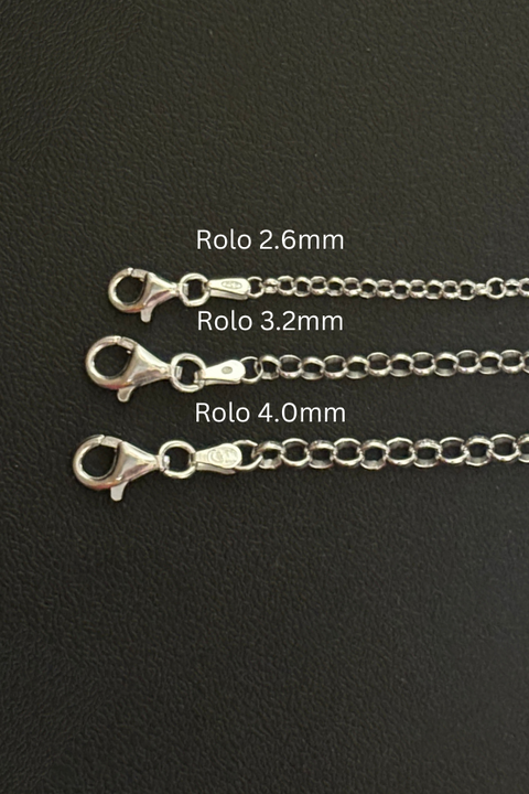 Elegant 925 Pure Sterling Rolo Silver Chain Jewelry (Design 20)