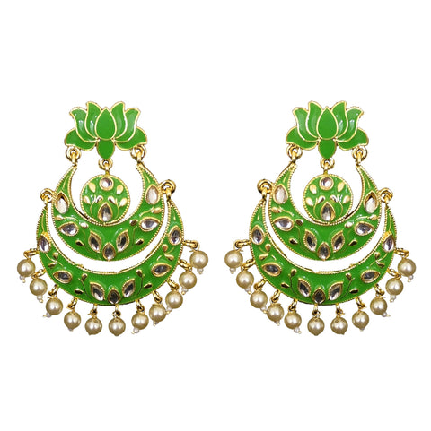 Designer Green Chandbali with Lotus Flower - PAAIE
