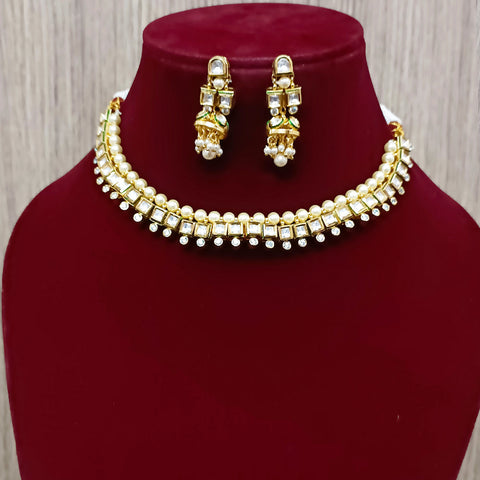 Designer Gold Plated Two Layer Royal Kundan Necklace with Earrings (D294)
