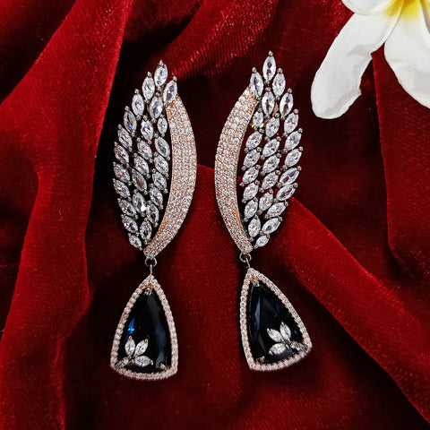 Oxidized  American Diamond Contemporary Earrings
