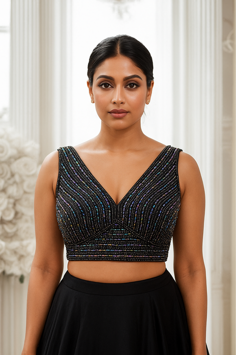 Designer Readymade Black Embellished Blouse  (D1872)