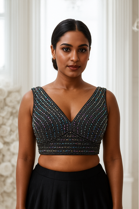 Designer Readymade Black Embellished Blouse  (D1872)