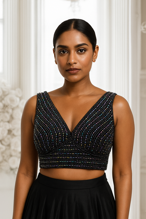 Designer Readymade Black Embellished Blouse  (D1872)