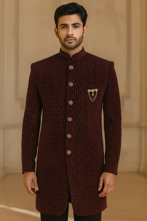 Men's Embroidered Color Bandhgala Jodhpuri Style Suit (D186)