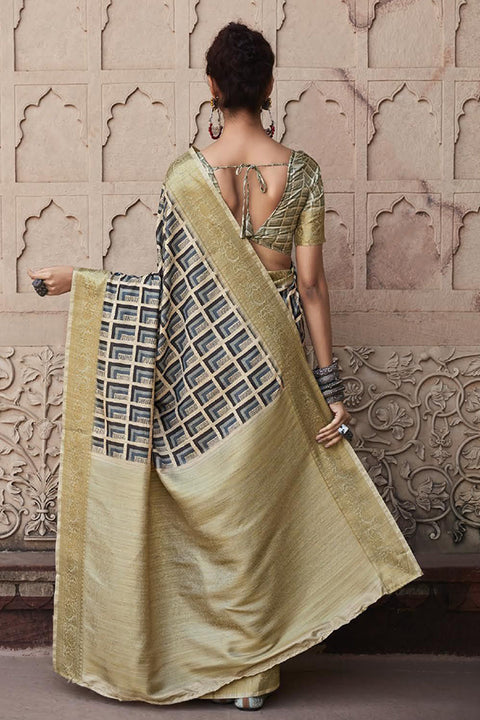 Blue & Golden Color Handloom Silk Weaving Work Trendy Saree For Casual or Party Wear(D698)