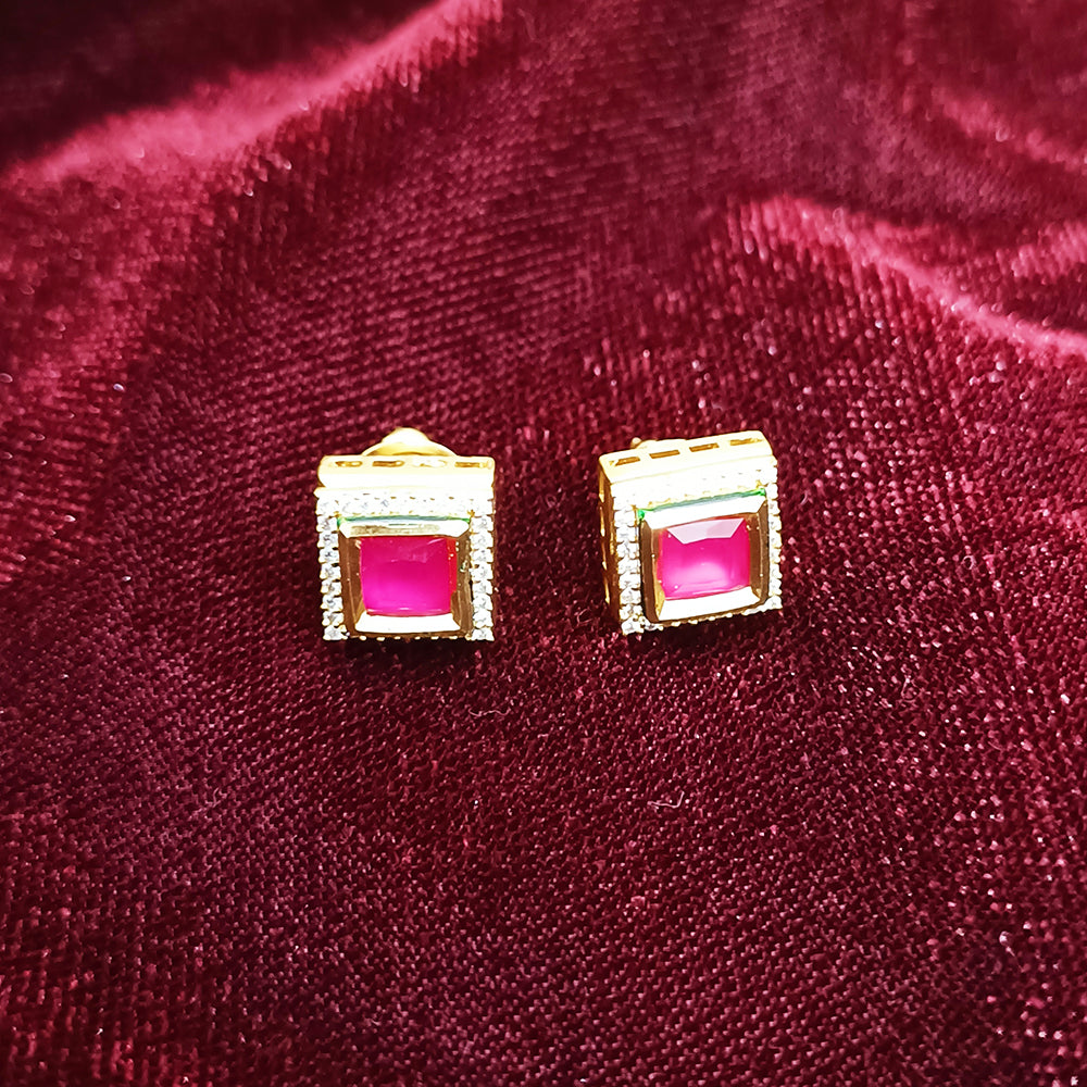 Kundan Studs With Gold Chain main image 1