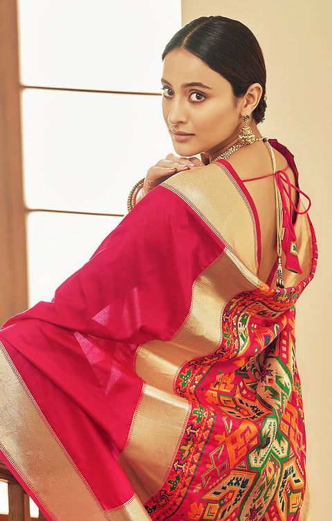 Marvellous Magenta Color Party Wear Banarasi Silk Designer Saree - PAAIE