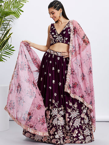 Burgundy Lehenga