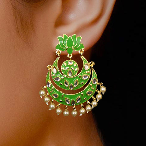 Designer Green Chandbali with Lotus Flower - PAAIE