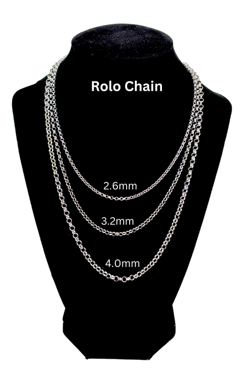 Elegant 925 Pure Sterling Rolo Silver Chain Jewelry (Design 20)