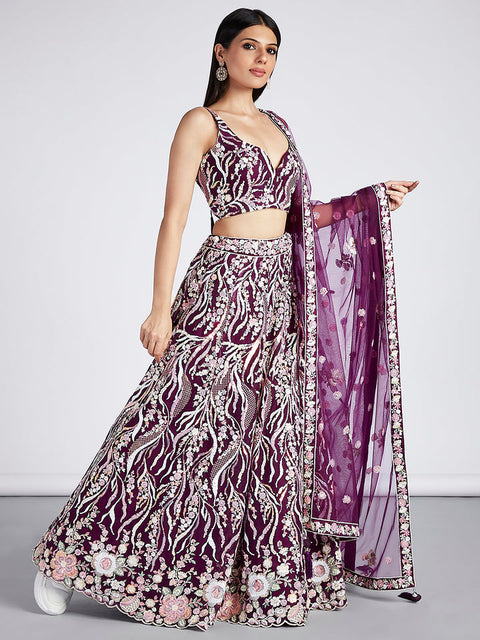 Burgundy Lehenga