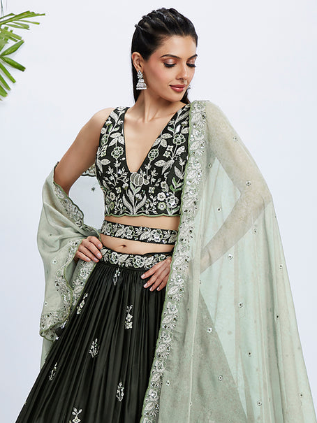 Olive Green Lehenga