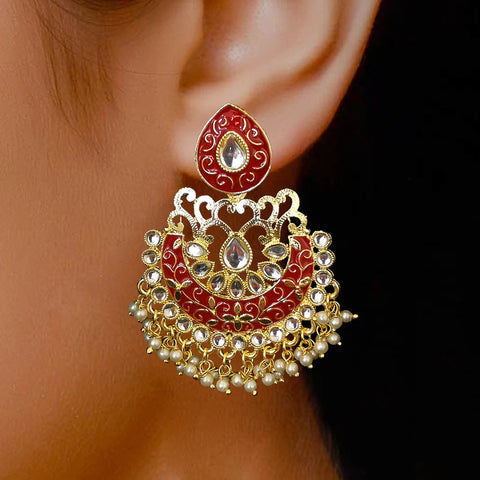 Designer Shamrock Semi-Circle Golden Earrings
