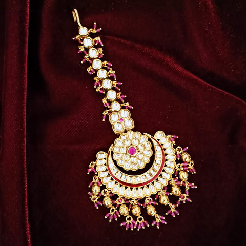 Designer Gold Plated Royal Kundan Mangtikka for Bridal (D18)