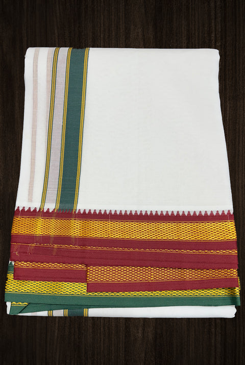 White Color Dhoti Full Length Men's Ethnic Wear 4.5 m Single Piece Pure Cotton (D5)