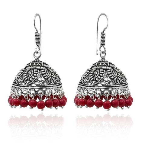 Leafy Designer Jhumki with Hook and beads (E505)