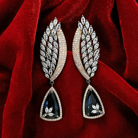 Oxidized  American Diamond Contemporary Earrings