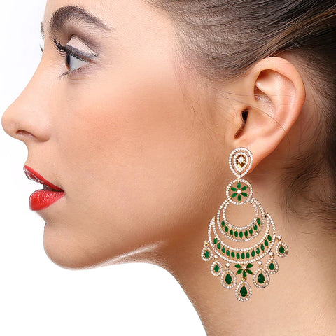 American Diamond Chandbali Ruby Earrings