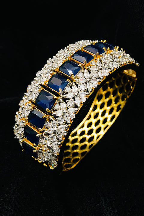 American Diamond & Semi-Precious Blue Color Stone Openable Bracelet (D159)