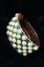 American Diamond & Semi-Precious Green Color Stone With Pearl Openable Bracelet (D162)