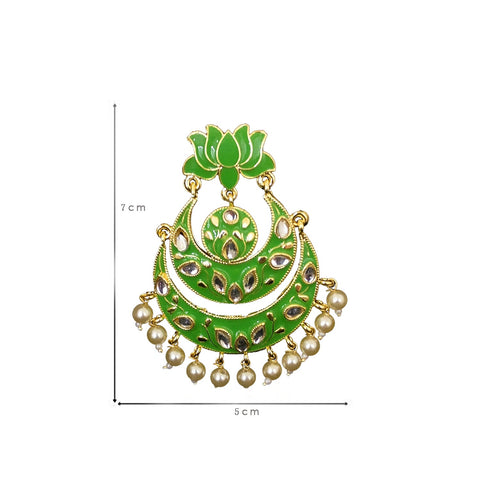 Designer Green Chandbali with Lotus Flower - PAAIE