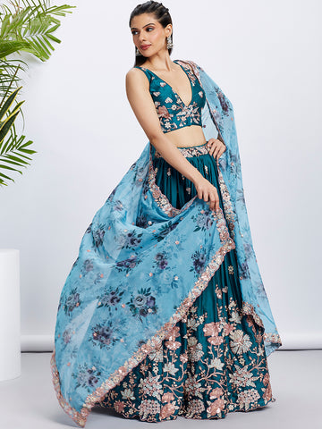 Teal Blue Lehenga