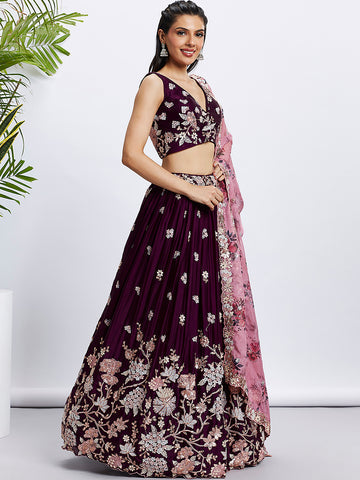 Burgundy Lehenga