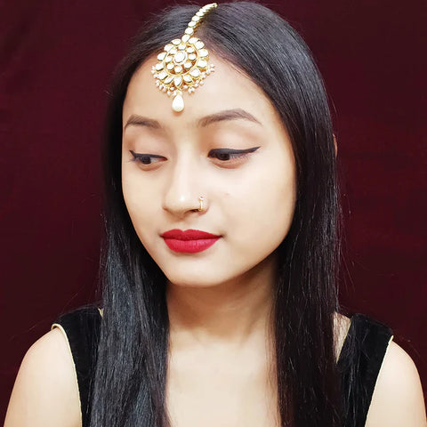 Designer Gold Plated Royal Kundan Mangtikka for Bridal (D25)
