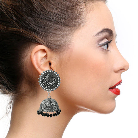 Round Oxidized Designer Jhumki