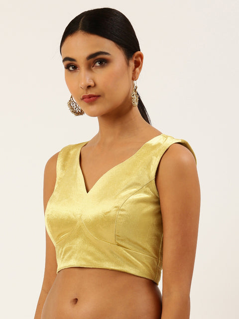 Yellow Solid Color Velvet Blouse For Wedding & Party Wear (Design 1641)