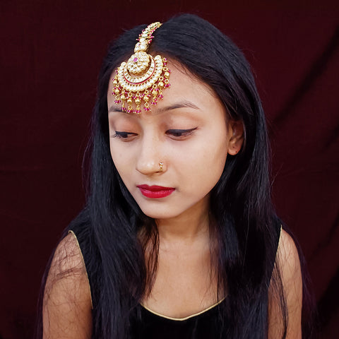 Designer Gold Plated Royal Kundan Mangtikka for Bridal (D18)