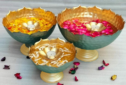 Traditional Lotus Urli Bowl for Home and Festival Diwali Decoration (Design 142)