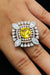Silver Plated Yellow Color Stone American Diamond Ring (D232)