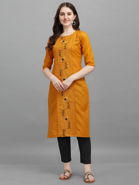 Designer Mustard Yellow Color Indian Ethnic Kurti in Fancy For Casual Wear (K1009)