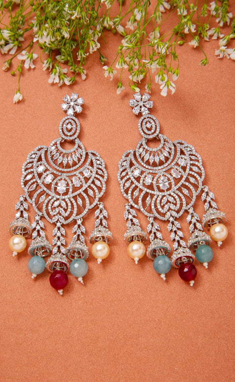 Elegant Ethnic American Diamond Chandelier Earrings For Special Occasions (E1019)