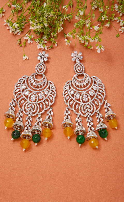 Elegant Ethnic American Diamond Chandelier Earrings For Special Occasions (E1019)