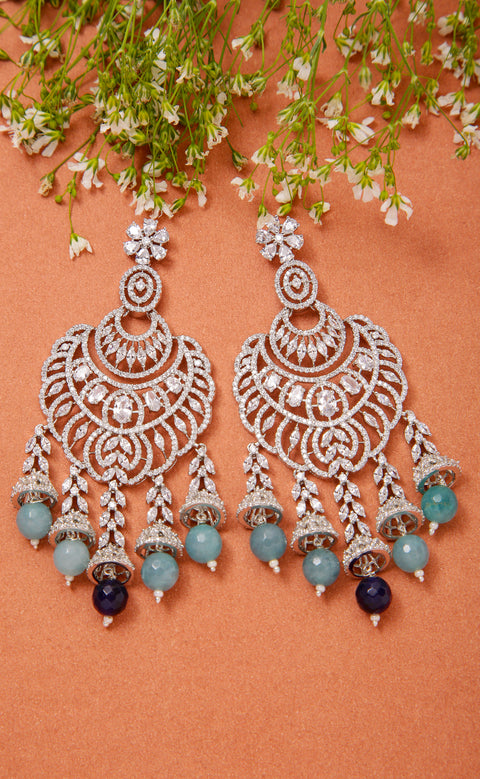 Elegant Ethnic American Diamond Chandelier Earrings For Special Occasions (E1019)