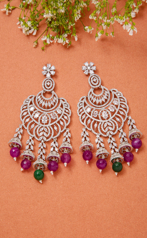 Elegant Ethnic American Diamond Chandelier Earrings For Special Occasions (E1019)
