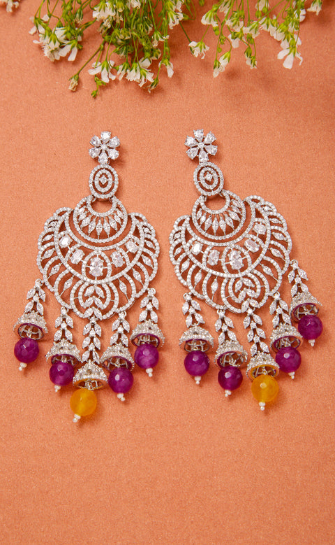 Elegant Ethnic American Diamond Chandelier Earrings For Special Occasions (E1019)