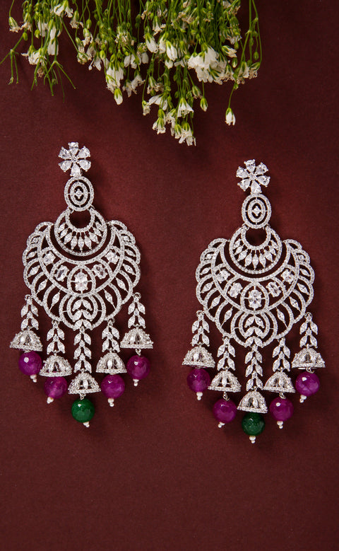 Elegant Ethnic American Diamond Chandelier Earrings For Special Occasions (E1019)