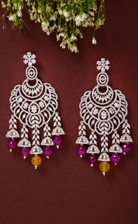 Elegant Ethnic American Diamond Chandelier Earrings For Special Occasions (E1019)