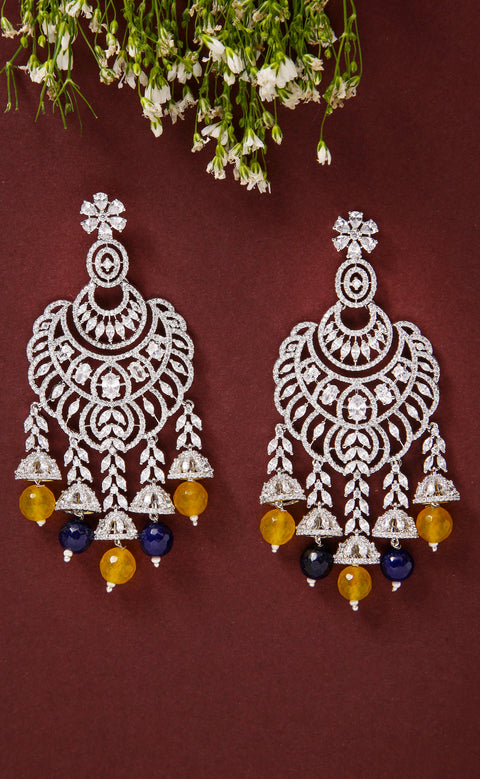Elegant Ethnic American Diamond Chandelier Earrings For Special Occasions (E1019)
