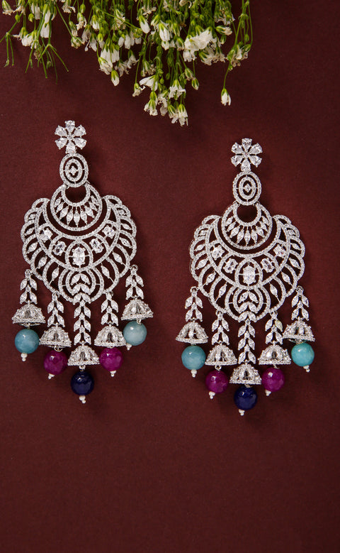 Elegant Ethnic American Diamond Chandelier Earrings For Special Occasions (E1019)