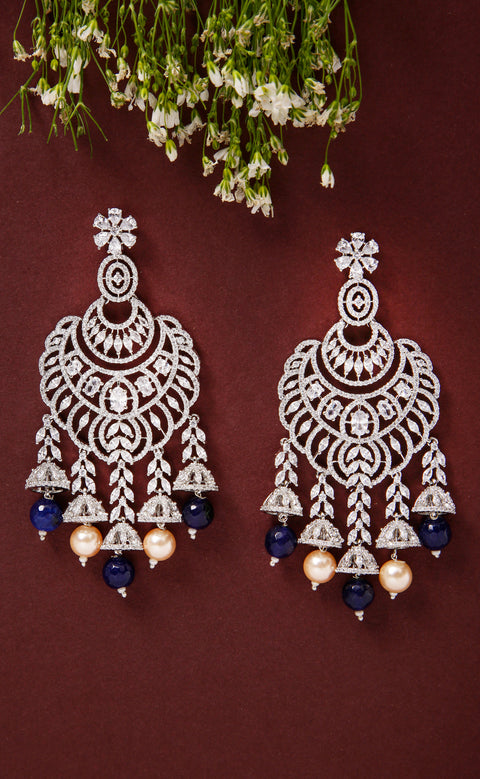Elegant Ethnic American Diamond Chandelier Earrings For Special Occasions (E1019)