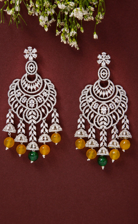 Elegant Ethnic American Diamond Chandelier Earrings For Special Occasions (E1019)